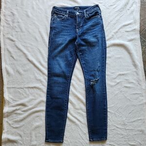 True Religion Jennie Curvy High Rise Super Skinny Jeans with Distressed Details